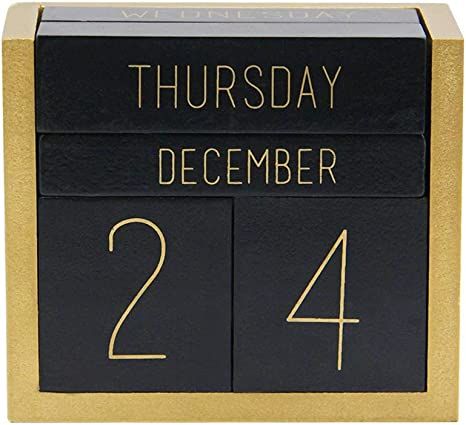 Juegoal Wooden Perpetual Calendar, Wooden Block Daily Calendar Office Desk Accessories (Black) | Amazon (US)