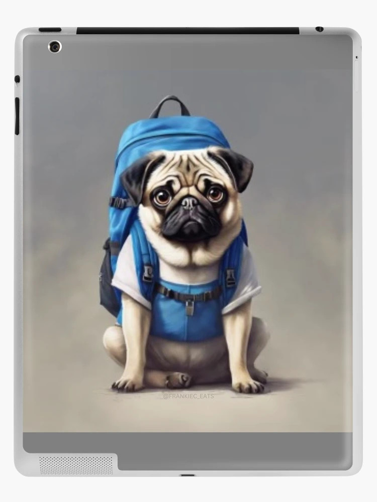Pug with a blue backpack  iPad Case & Skin | Redbubble (US)