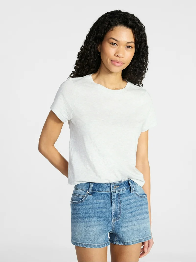 No Boundaries Cotton Tee with Short Sleeves, Women’s XXS-XXL | Walmart (US)