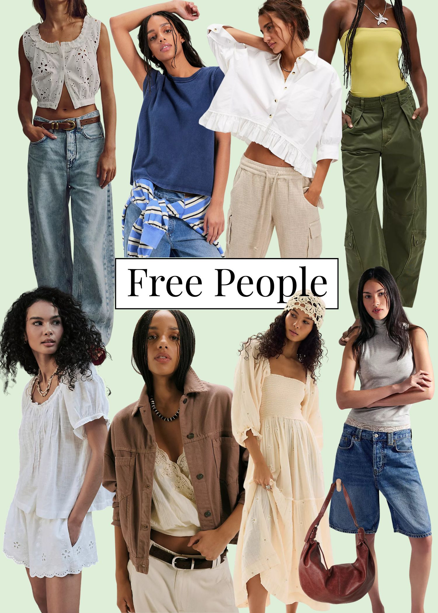 Free People Summer Edit! 

White broderie co-ord, Blue sleeveless tee, White frill shirt, Khaki cargo trousers, Brown overshirt, Cream tiered maxi dress, Bermuda denim shorts, Wide leg jeans, Neutral summer wardrobe, Casual summer layers, Relaxed everyday style, UK Summer

#LTKuk #LTKspring #LTKsummer