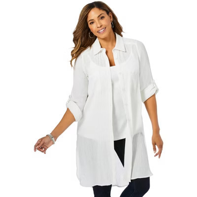 Jessica London Gauze Mega Tunic - 24 W, White | Target