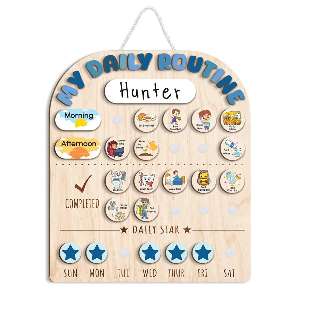 Wooden Chore Chart for Kids, Wooden Daily Routine Chart for Kids, Visual Schedule for Kids, Chore... | Amazon (US)