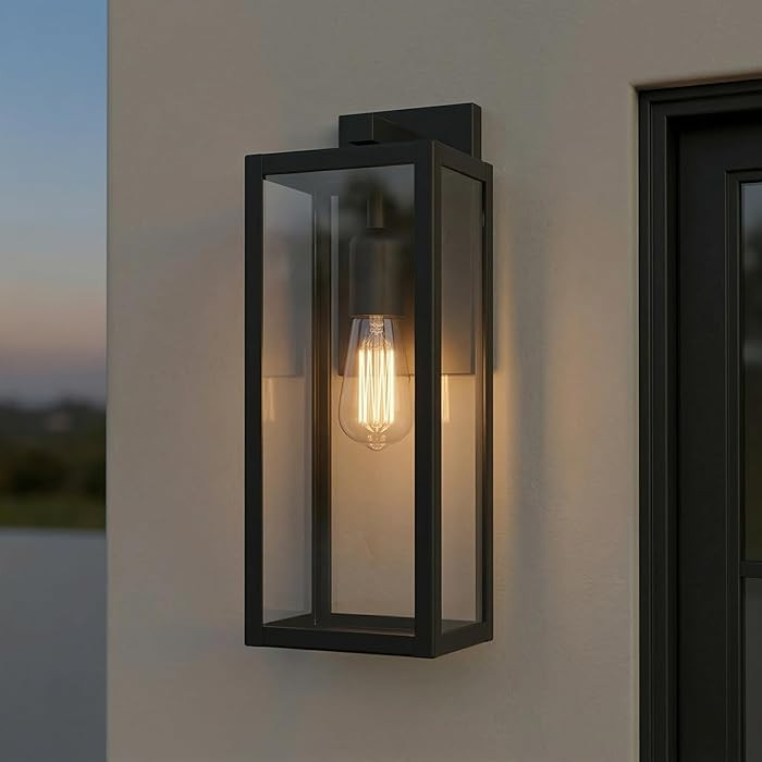 Globe Electric 44176 1-Light Outdoor/Indoor Wall Sconce, Matte Black Finish, Clear Glass Shade, W... | Amazon (US)