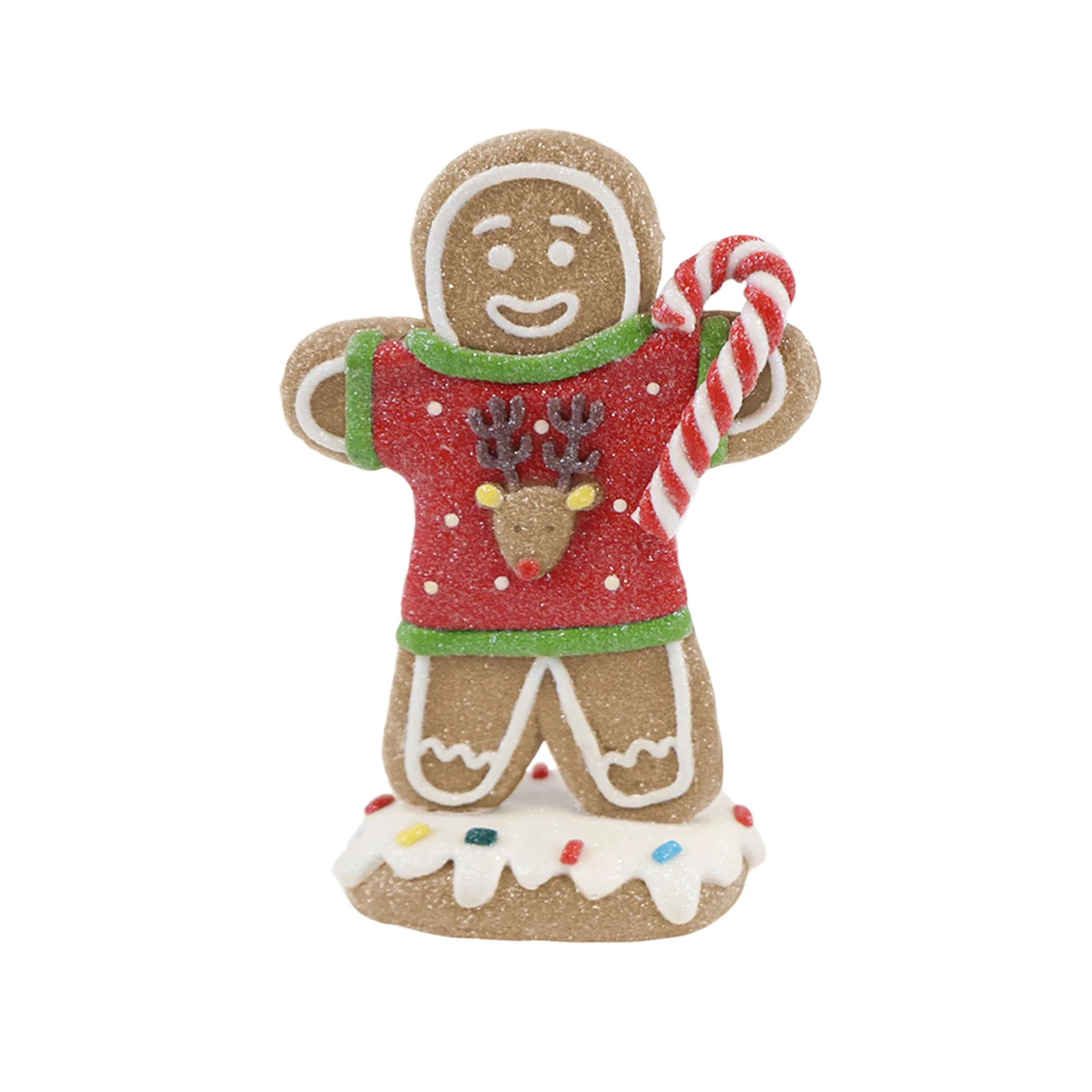 Gingerbread Boy Christmas Tabletop Decoration, Brown and Red, 5", by Holiday Time | Walmart (US)