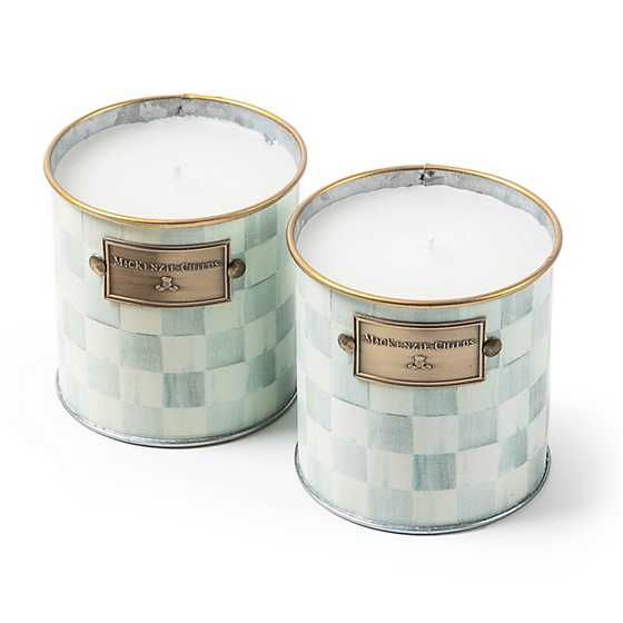 Sterling Check Small Citronella Candles, Set of 2 | MacKenzie-Childs