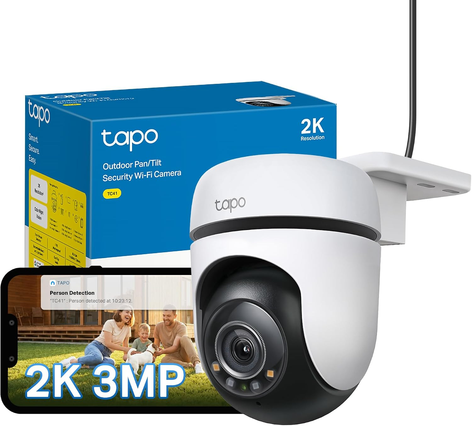 Tapo TC41 2K 3MP Pan/Tilt Outdoor Security Camera CCTV Camera 360°View | Amazon (UK)