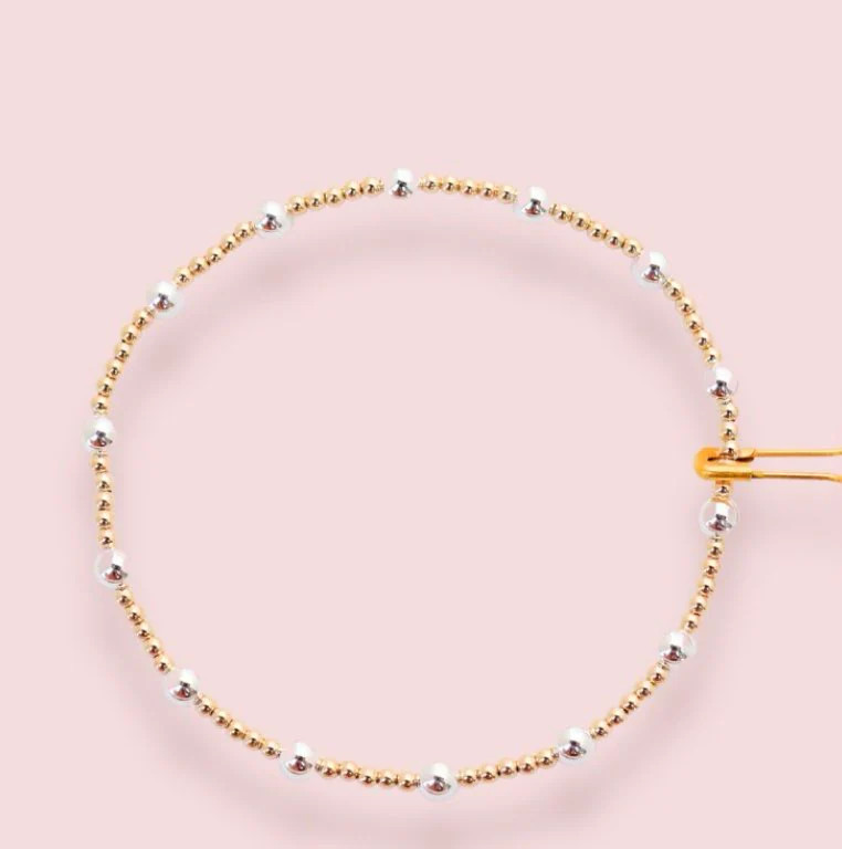 [Beaded Blondes] June Bracelet in Gold with Silver | Ruthie Grace