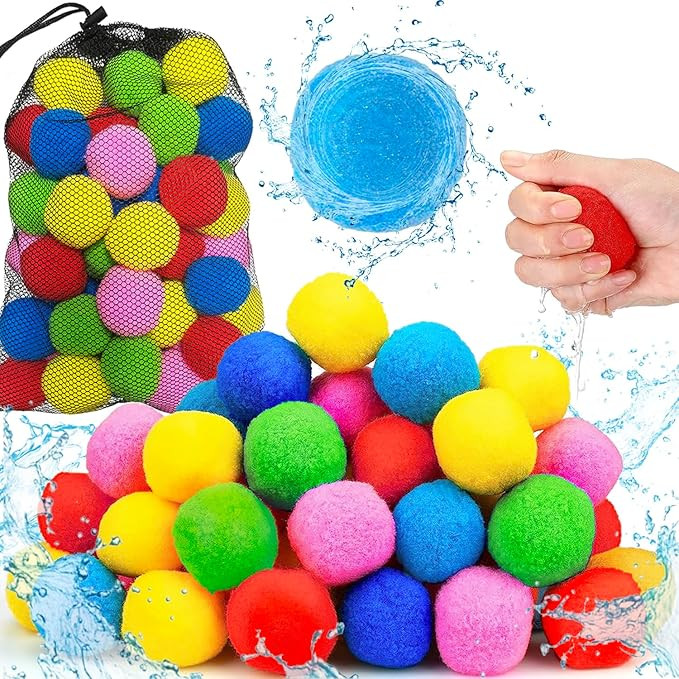 60pcs Reusable Water Balloons Quick Fill Sponge Balls Easter Beach Pool Toys for Kids Ages 3-5-7 ... | Amazon (US)