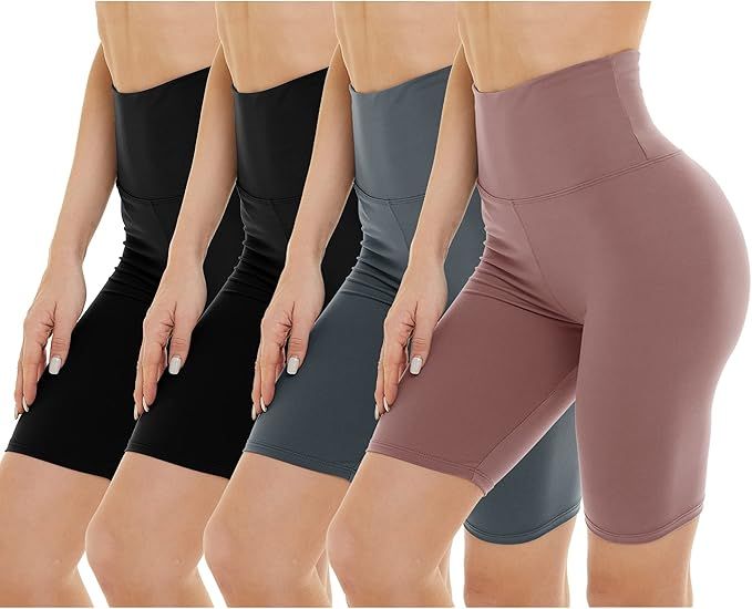 GAYHAY 4 Pack Biker Shorts for Women - 8” High Waist Yoga Running Athletic Workout Shorts | Amazon (US)