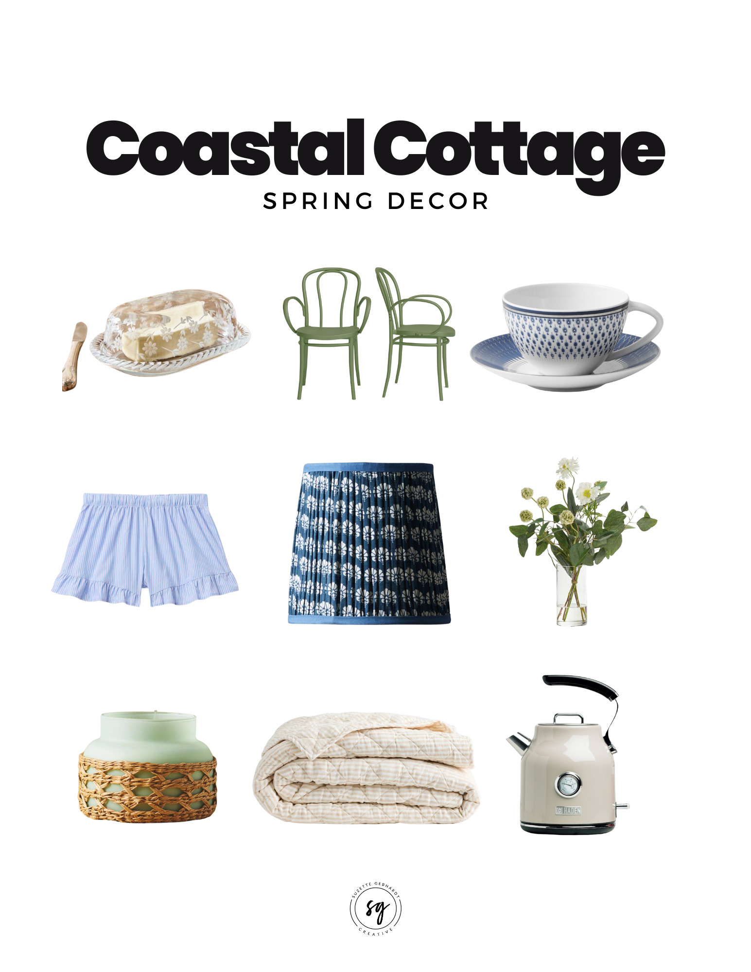 Fresh for Spring!  Pour a cup of your favorite tea and add these coastal cottage core inspired home decor details to your house. We all want a little more Nancy Meyers style in our lives, don't we?

#cottagecore #nancymeyers #springdecor #coastaldecor #lampshade #teakettle #cozy 

 #LTKHome