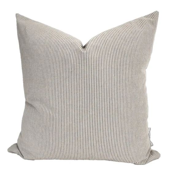 Maro |Gray Pillow Cover | Pin Stripe Pillow, Gray Striped Pillow, Designer Pillow Cover, Taupe Gr... | Etsy (US)