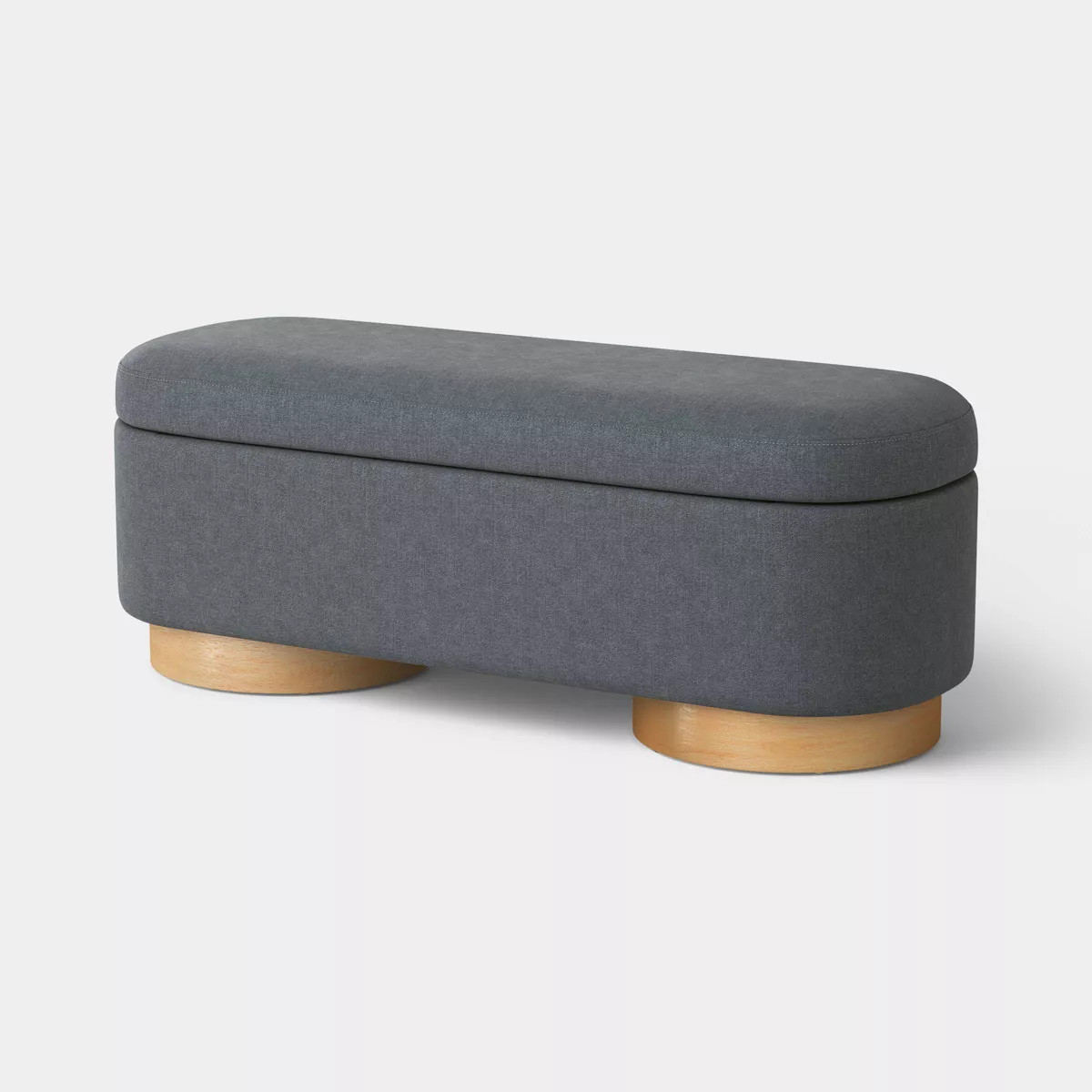 Upholstered Chenille Storage Bench with Wood Finish Legs Slate Graphite - Threshold™ | Target