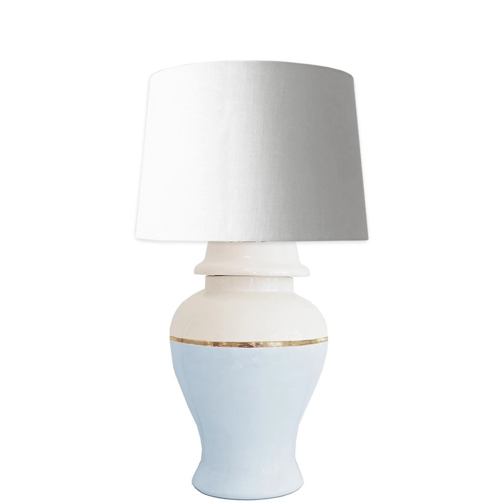 Hydrangea Light Blue Color Block Ginger Jar Lamp | Lo Home by Lauren Haskell Designs