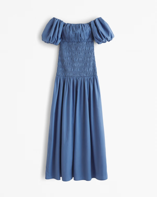 Women's Smocked Drop-Waist Maxi Dress | Women's New Arrivals | Abercrombie.com | Abercrombie & Fitch (US)