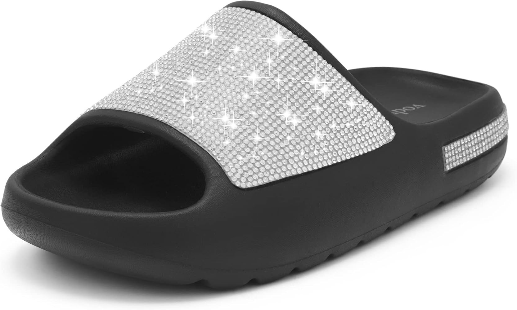 Amazon.com | vodvob Women's Glitter Slides Sandals Fashion Rhinestone Cloud Platform Open Toe Sof... | Amazon (US)