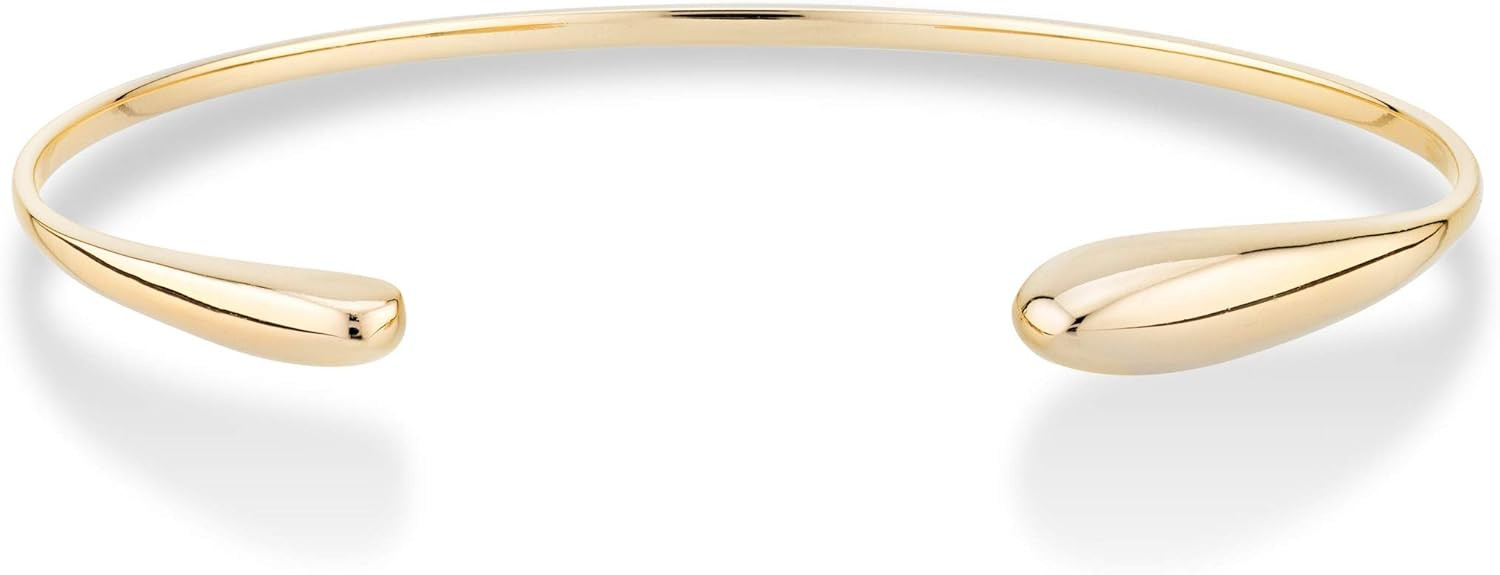 Miabella 925 Sterling Silver Italian Thin Adjustable Organic Teardrop Open Cuff Bangle Bracelet f... | Amazon (US)