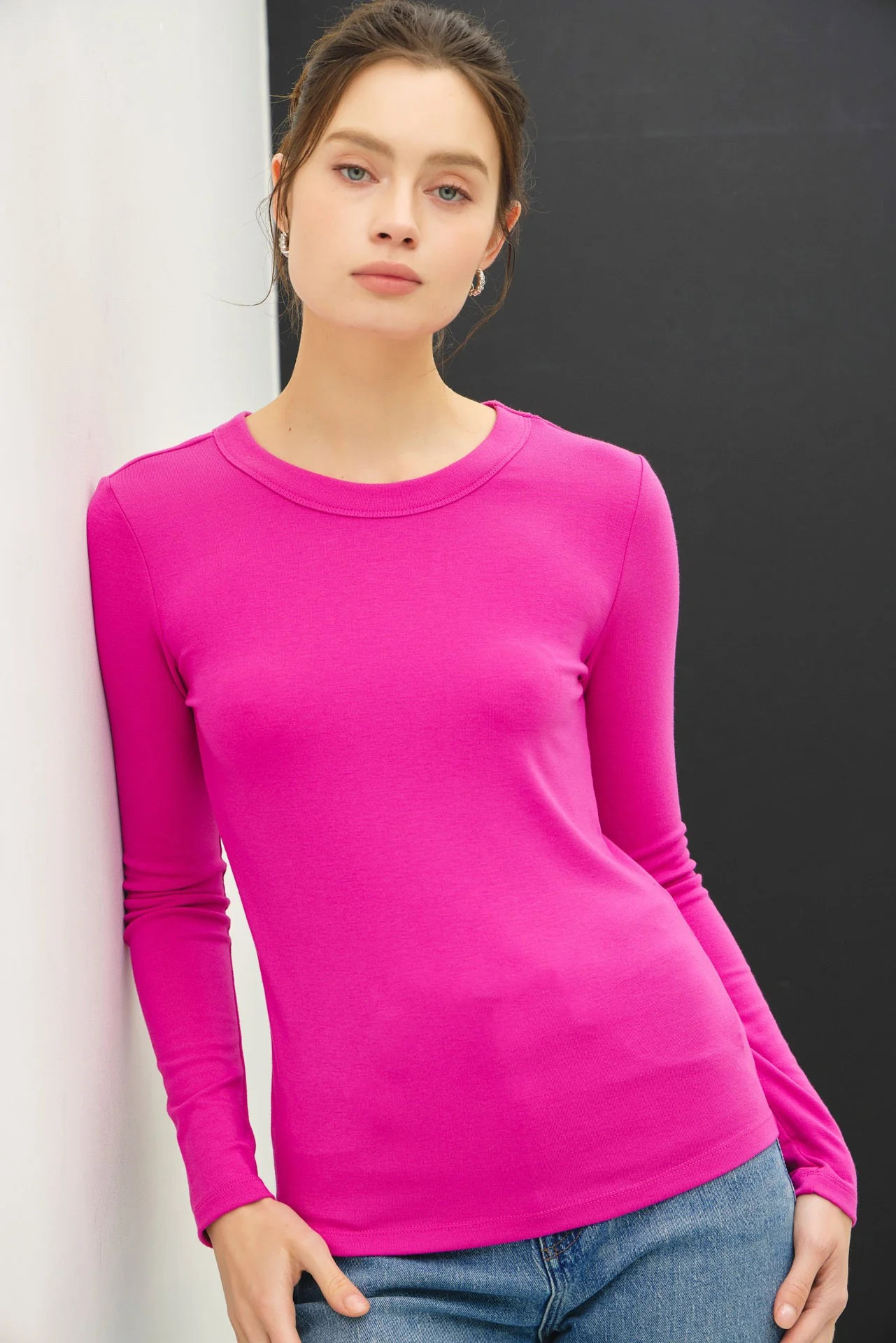 Hot Pink Long Sleeve Top - Large | PinkBlush Maternity