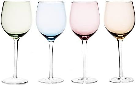 SUNNOW 12 Ounce Multicolor Crystal Wine Glass,for Home Dinning, Bar and Party,Set of 6 | Amazon (US)
