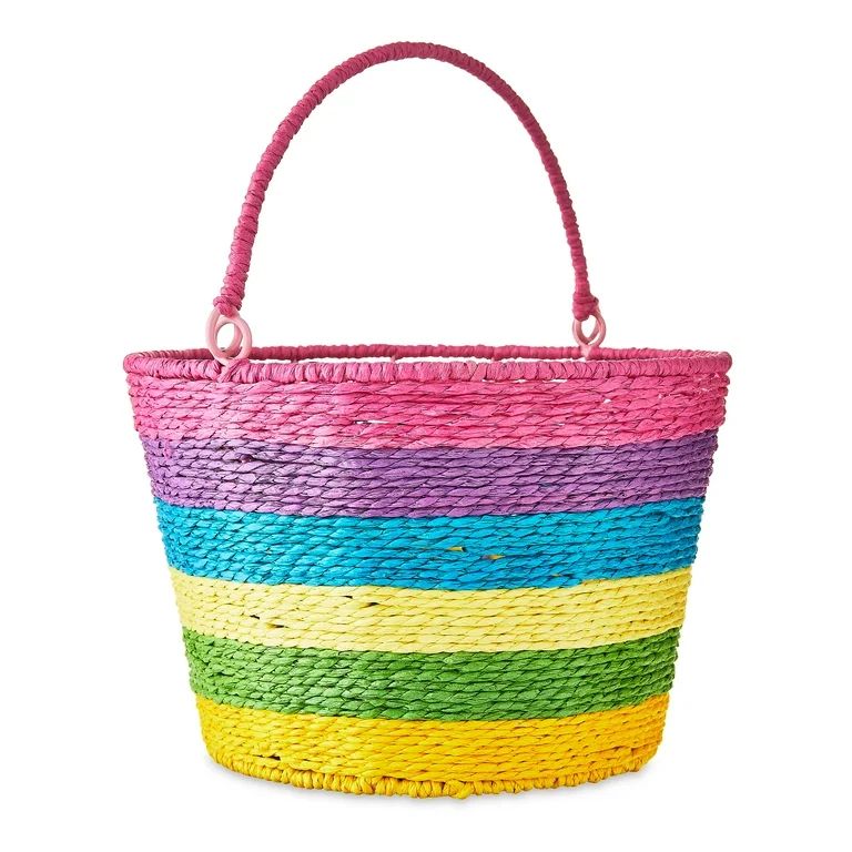 Easter Round Rainbow Paper Basket, 6.29 in, Way To Celebrate - Walmart.com | Walmart (US)