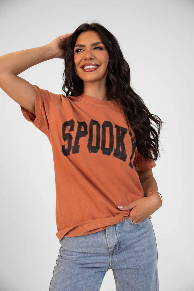 Spooky Block Rust Comfort Colors Graphic Tee | Pink Lily