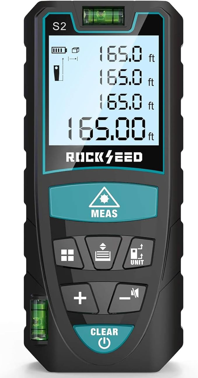 Laser Measure 50M/165ft,RockSeed Digital Laser Distance Meter with 2 Bubble Levels,Portable M/in/... | Amazon (US)