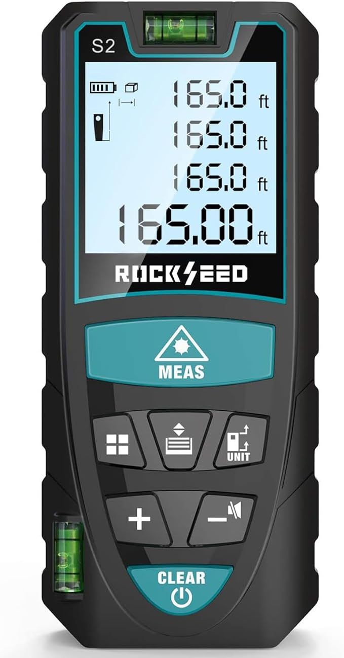 Laser Measure, RockSeed 165 Feet Digital Laser Distance Meter with 2 Bubble Levels,M/in/Ft Unit S... | Amazon (US)