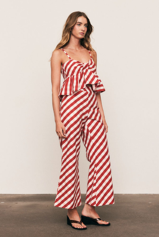 Gingham Crop Flare in Red | Bohemian Traders