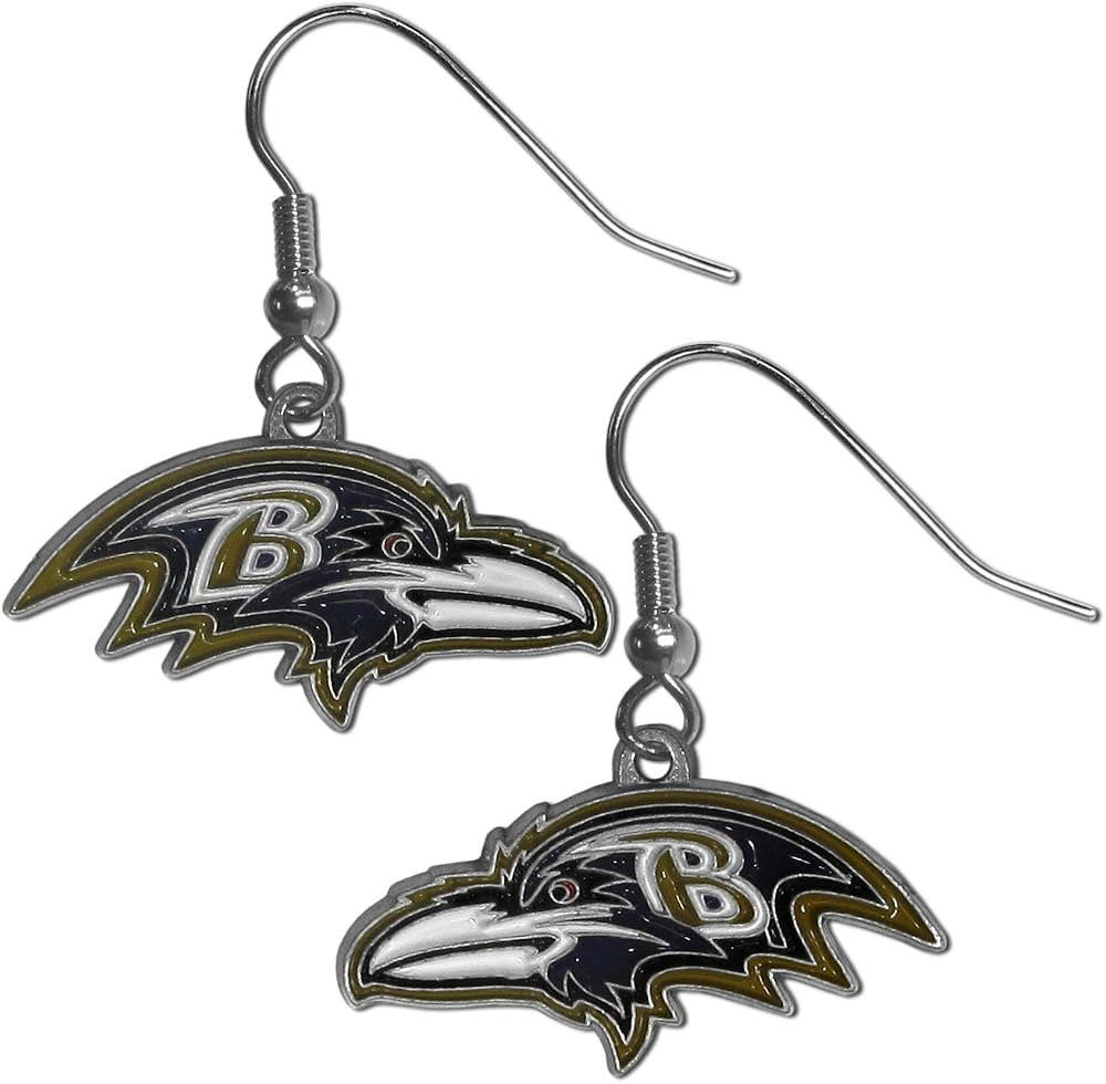 NFL Siskiyou Sports Womens Baltimore Ravens Dangle Earrings One Size Team Color | Amazon (US)