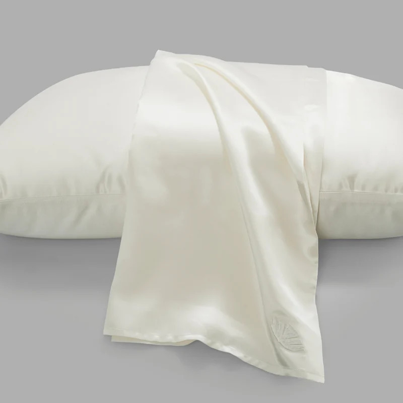 Perle Silk Silk Pillowcase With Embroidery - White - KING | Verishop