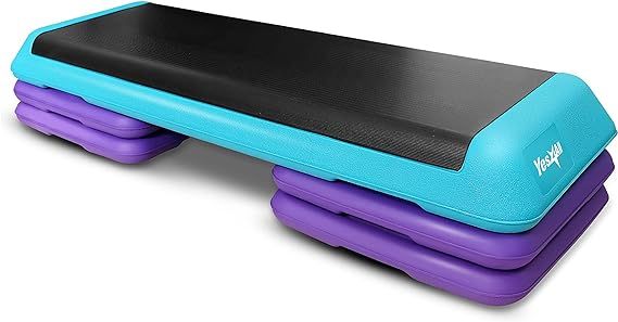 Yes4All Aerobic Exercise Workout Step Platform Health Club Size with 4 Adjustable Risers Included... | Amazon (US)