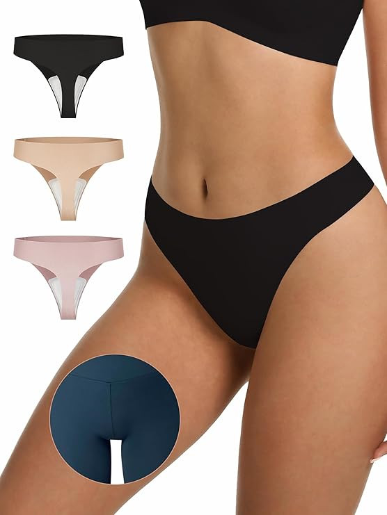 LUCKMEEY Cotton Thongs for Women Seamless Thongs for Women No Show Thong Panty Liners Workout G-S... | Amazon (US)