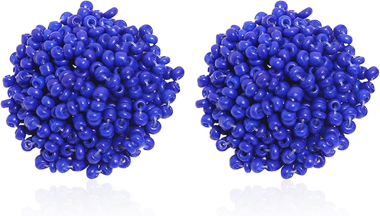 Seed Beaded Stud Earrings Beaded for Women Hypoallergenic Bohemian Statement Cluster Rainbow Seed... | Amazon (US)
