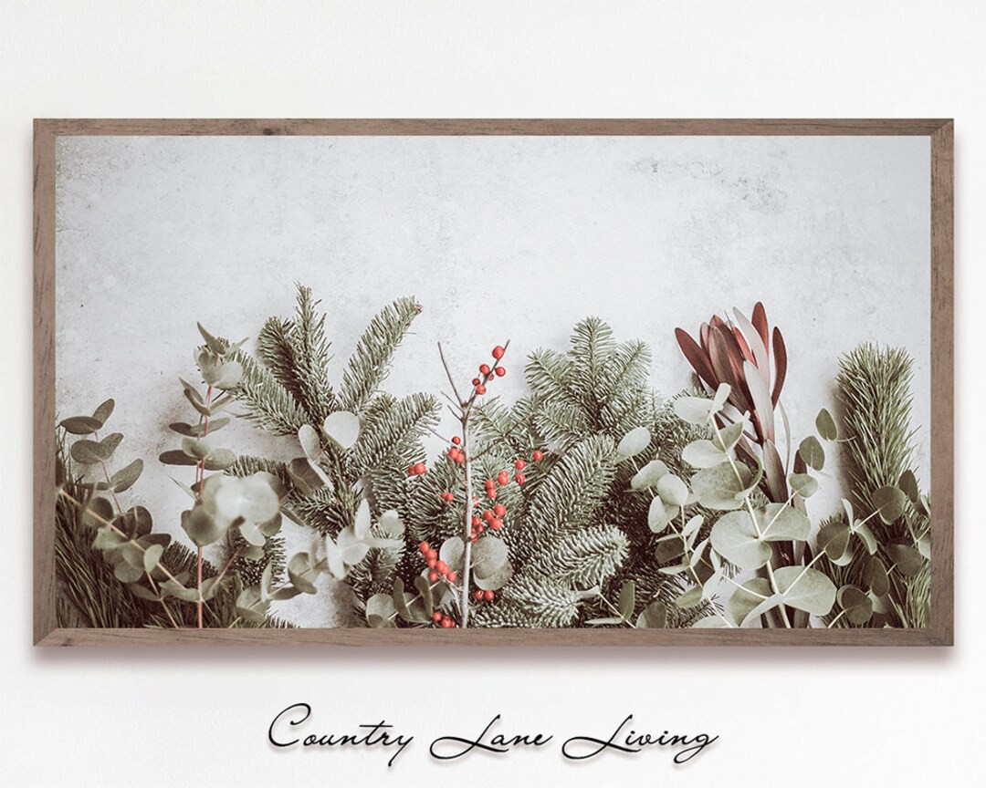 Samsung Frame TV Christmas Green Garland -Beautiful Muted Toned Rustic Decor-Vintage Winter Holid... | Etsy (US)