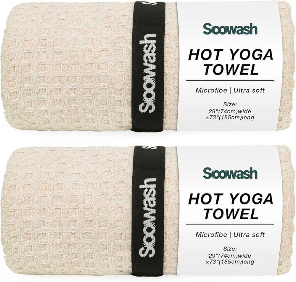 Non-Slip Waffle Hot Yoga Mat Towel 2 Pack with Super-Absorbent Soft Suede Microfiber for Bikram P... | Amazon (US)
