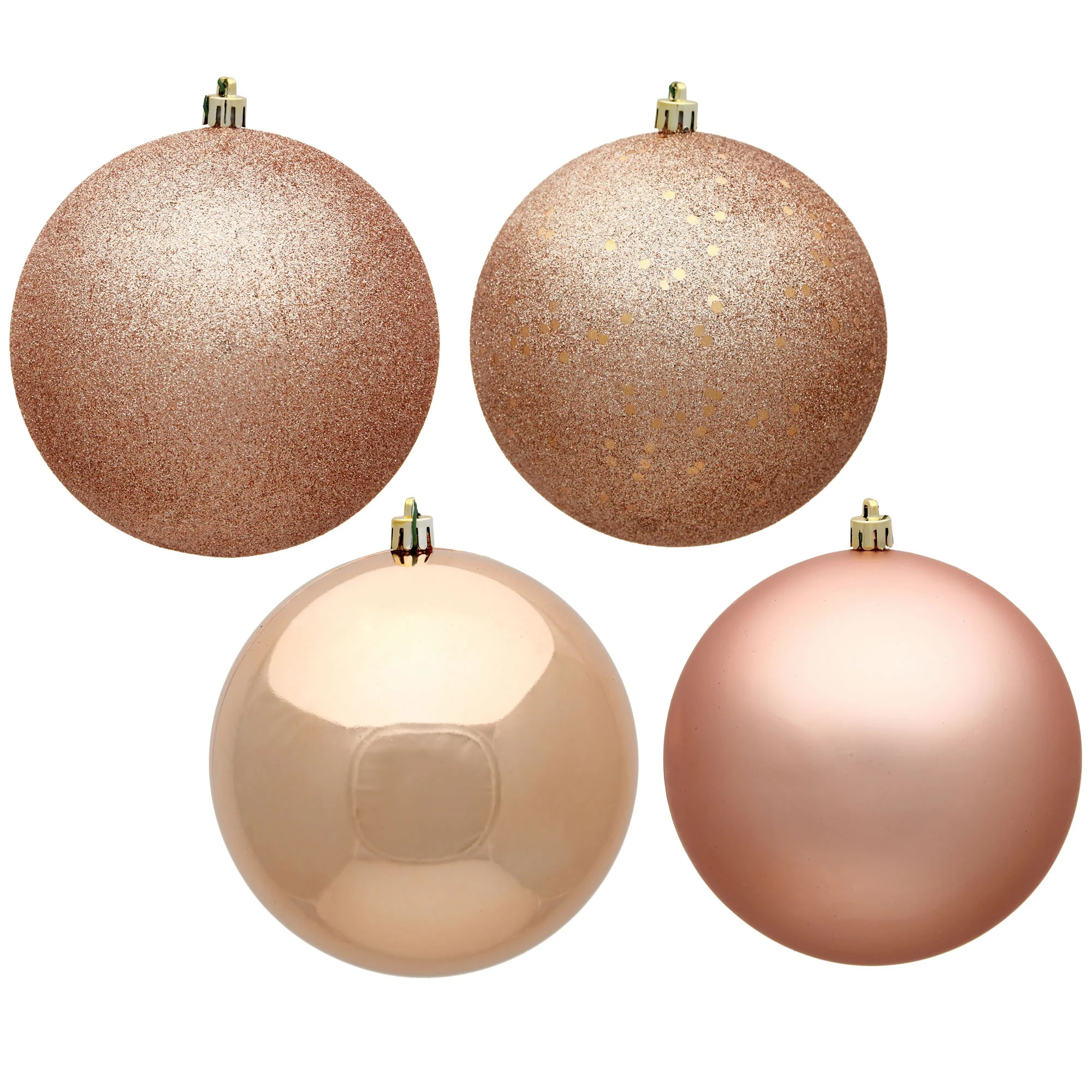 Vickerman 1" Rose Gold 4-Finish Plastic Ball Ornament Assortment, 2 Boxes of 18 | Walmart (US)