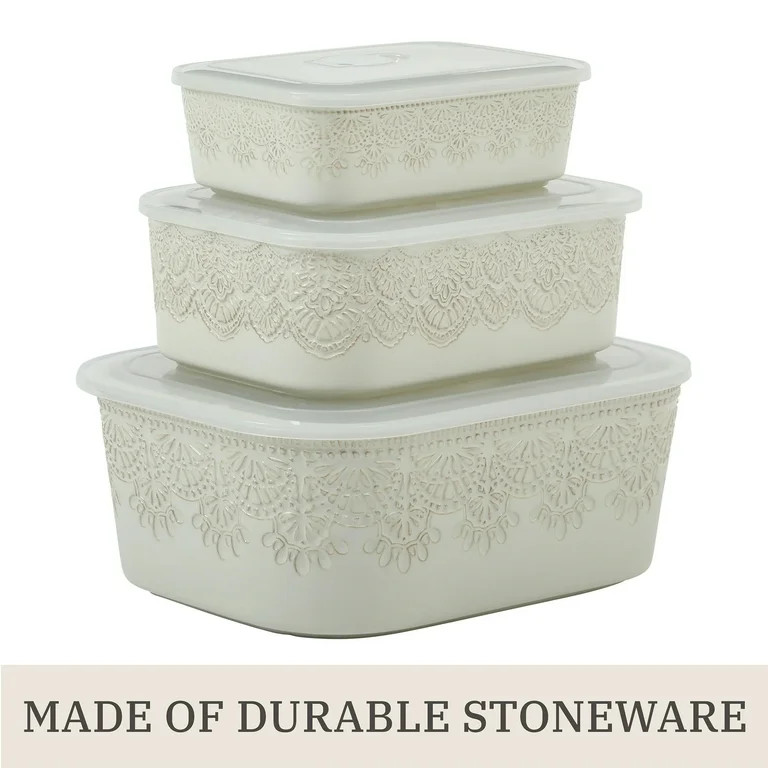 The Pioneer Woman Vintage Lace 6-Piece Nesting Casserole Baking Dish Bakeware Set with Lids, Line... | Walmart (US)