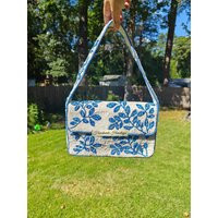 Handmade Beaded Floral Bag Blue White Leaves Pattern Wedding Bridal Party Shoulder Purse | Etsy (US)