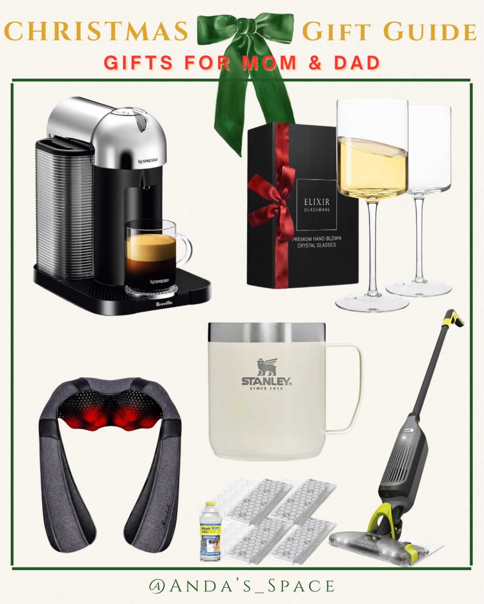 Amazon Christmas gifts for Mom  & Dad. Christmas gifts for Mom and Dad. Nespresso. Wine glasses. Stanley coffee cup. Shoulder massager. Shark pro cordless floor vacuum mop.

#LTKGiftGuide #LTKHoliday #LTKSaleAlert