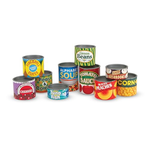 Melissa & Doug Let's Play House, 10 Grocery Cans with Removable Lids, Toy Food & Play Kitchen Accessories, Preschool Learning Toys for Girls & Boys 3+ | Amazon (US)