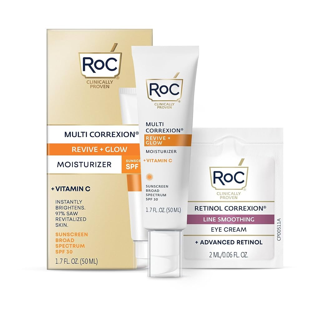 RoC Multi Correxion Revive + Glow Vitamin C Sunscreen Broad Spectrum SPF 30 Face Moisturizer (1.7... | Amazon (US)