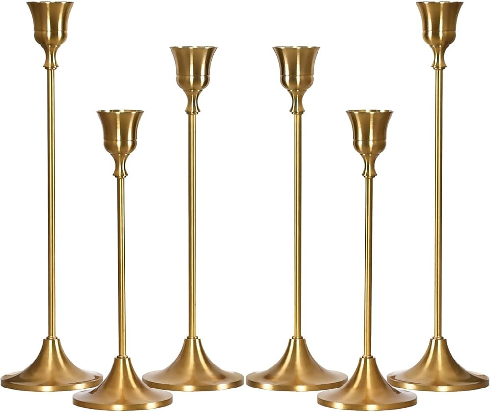MENONEE Brass Gold Candlestick Holders Set of 6, Taper Candle Holder for Candlesticks, Antique Vi... | Amazon (CA)