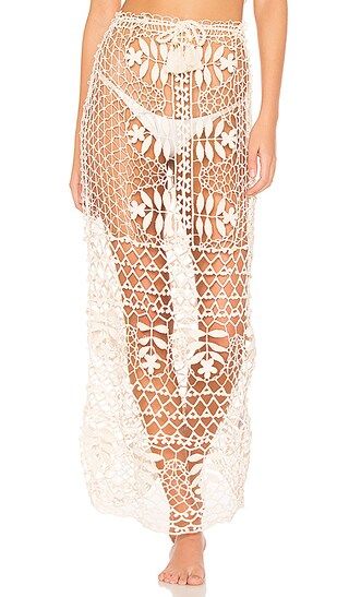 For Love & Lemons Melrose Crochet Skirt in Ivory | Revolve Clothing