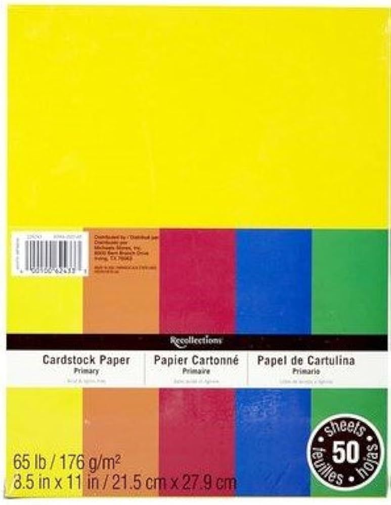 Recollections Cardstock Paper, 8 1/2 X 11 Primary Colors - 50 Sheets | Amazon (US)