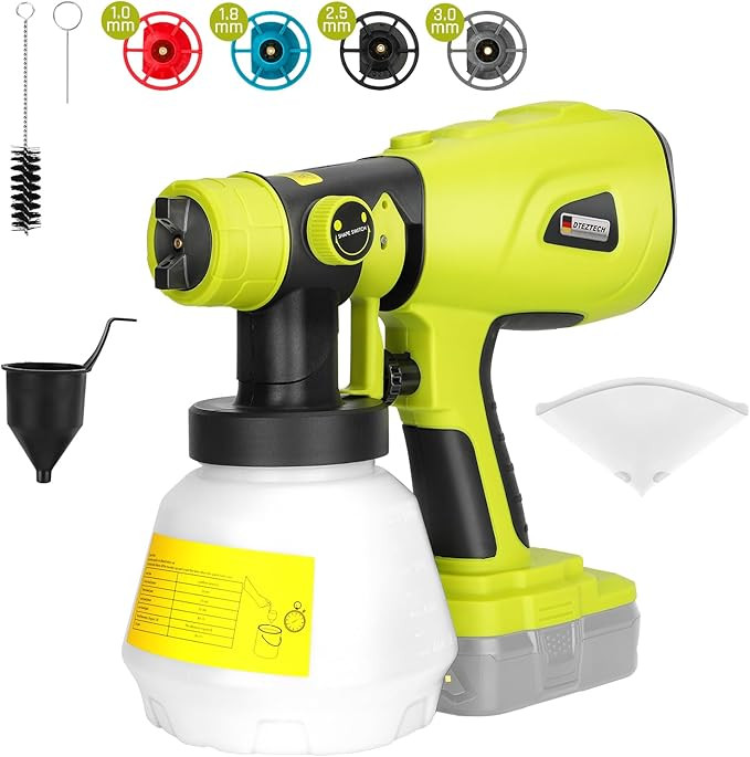 Paint Sprayer for Ryobi ONE+ 18V Li-ion Ni-Cad Ni-Mh Battery, HVLP Spray Paint Gun with Brushless... | Amazon (US)