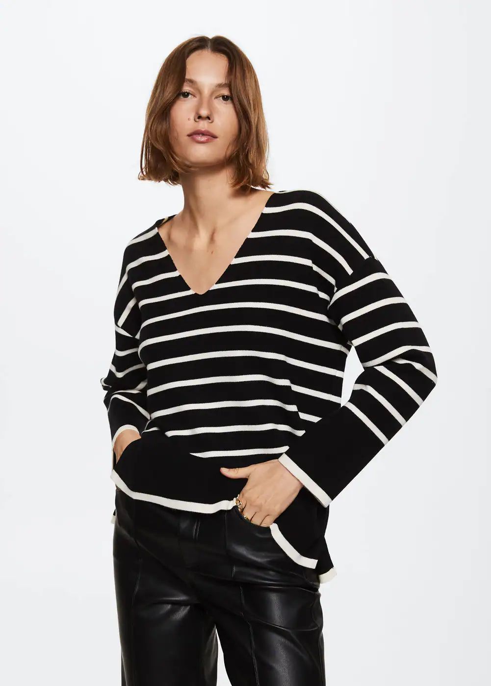 Oversized striped sweater -  Women | Mango USA | MANGO (US)