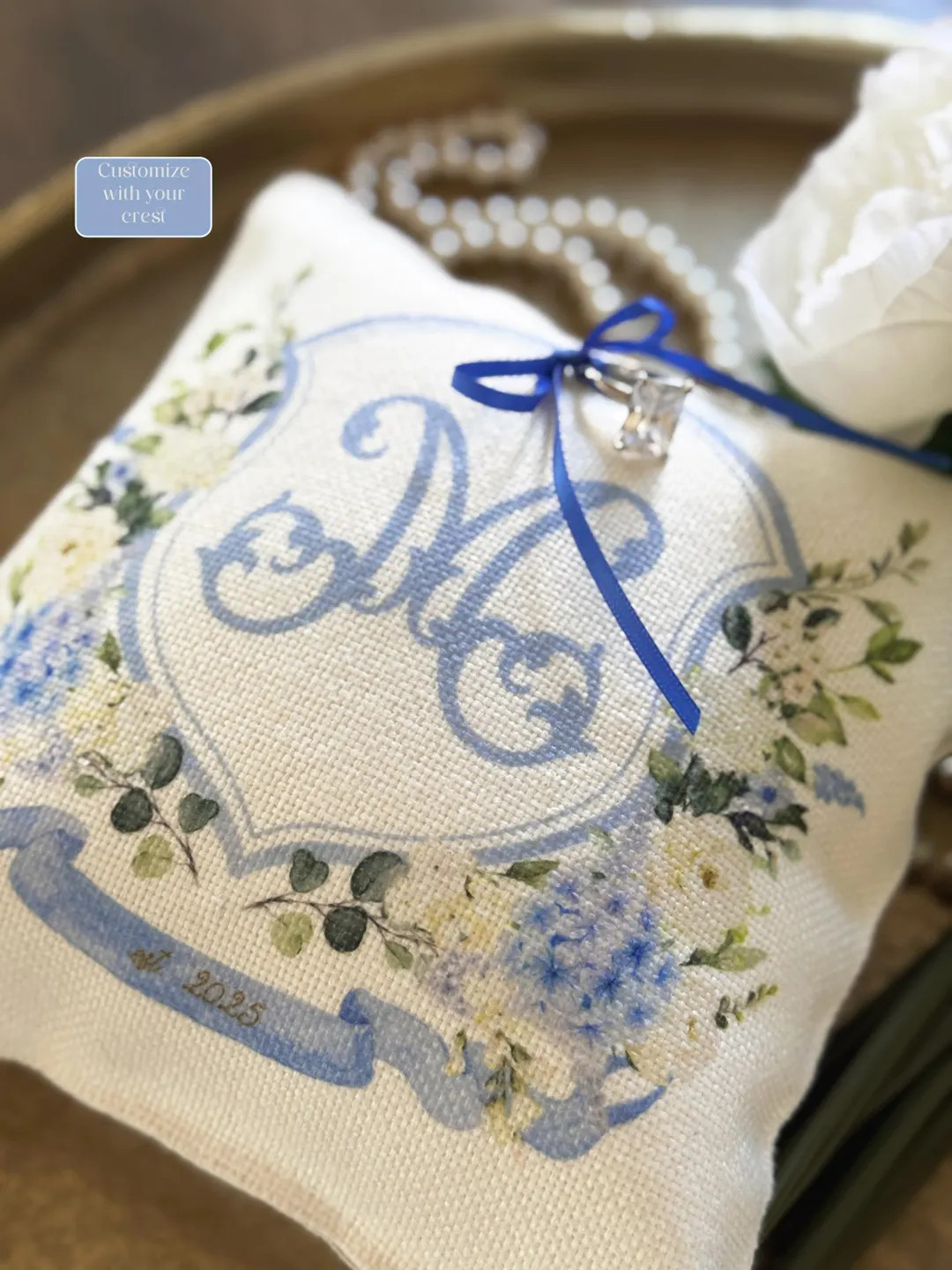 CUSTOM WEDDING CREST Ring Pillow, Personalized Ring Bearer Pillow, Printed Wedding Crest, Keepsak... | Etsy (US)