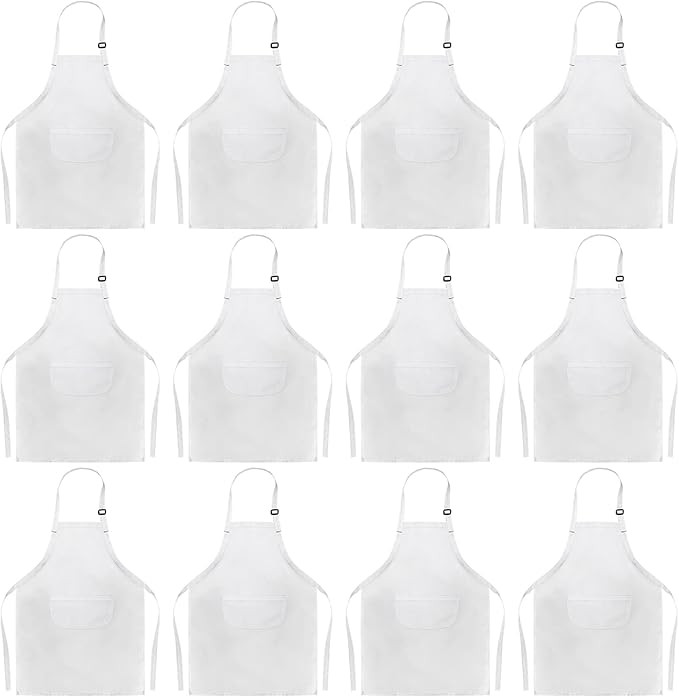 DEAYOU 12 Pack White Child Apron with Pocket, Plain Aprons for Girl, Boy, Kids, Youth, Cooking, B... | Amazon (US)