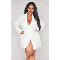 Plus White Oversized Double Breasted Blazer Dress | PrettyLittleThing CAN