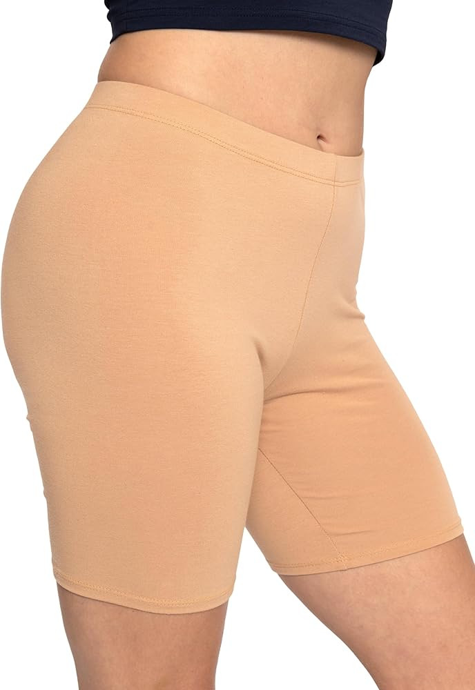 STRETCH IS COMFORT Cotton Biker Shorts Women & Capris Workout Shorts Women | Amazon (US)