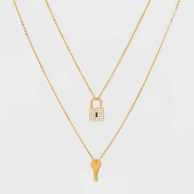 SUGARFIX by BaubleBar Locket and Key Delicate Layered 14K Necklace - Gold | Target